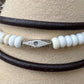 White turquoise leather wrap bracelet, genuine leather
