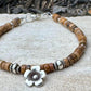 Jasper bracelet / sterling silver beaded gemstone bracelet