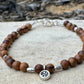 Sandalwood tiger skin bracelet / sterling silver beaded gemstone bracelet