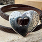 Leather wrap leather bracelet with heart pendant bracelet and magnet closure / embossed flower pattern or plain leather option