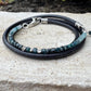 Leather wrap bracelet with Tourmaline Paraiba Blue gemstones / beads