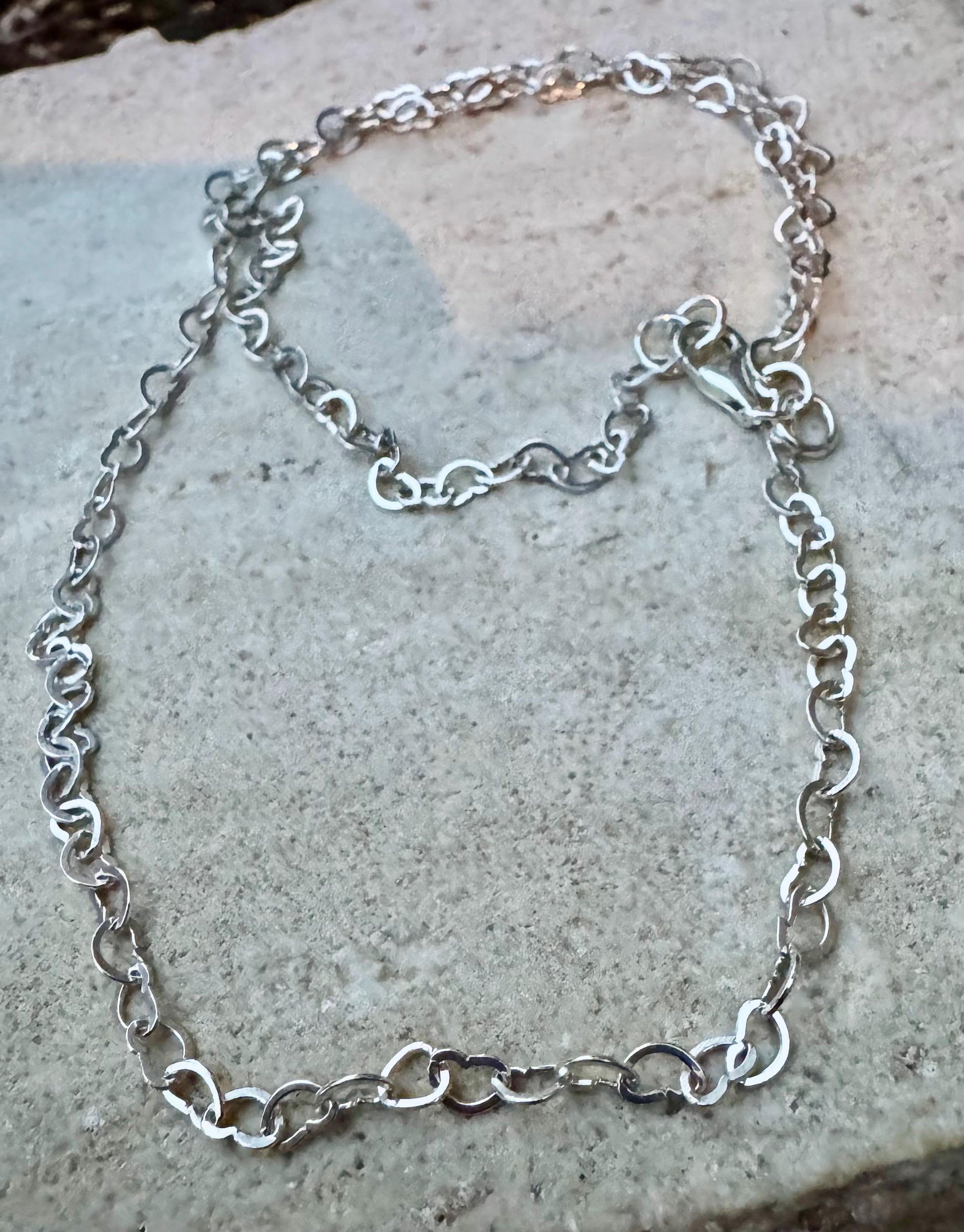 Sterling Silver Heart Chain Necklace / charm necklace