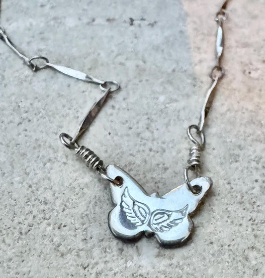 Sterling silver butterfly charm necklace / connector pendant necklace / personalized necklace