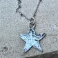 Sterling silver satellite chain necklace with delicate hammered star pendant / charm