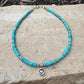 Turquoise Sterling Silver Ankle Bracelet, Heart Charm Ankle Bracelet, Sterling Ankle Jewelry, Gift for Her, Ankle Accessory, Gift Idea