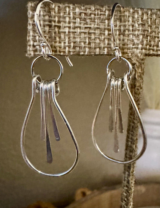 Paddle sterling silver teardrop style earrings