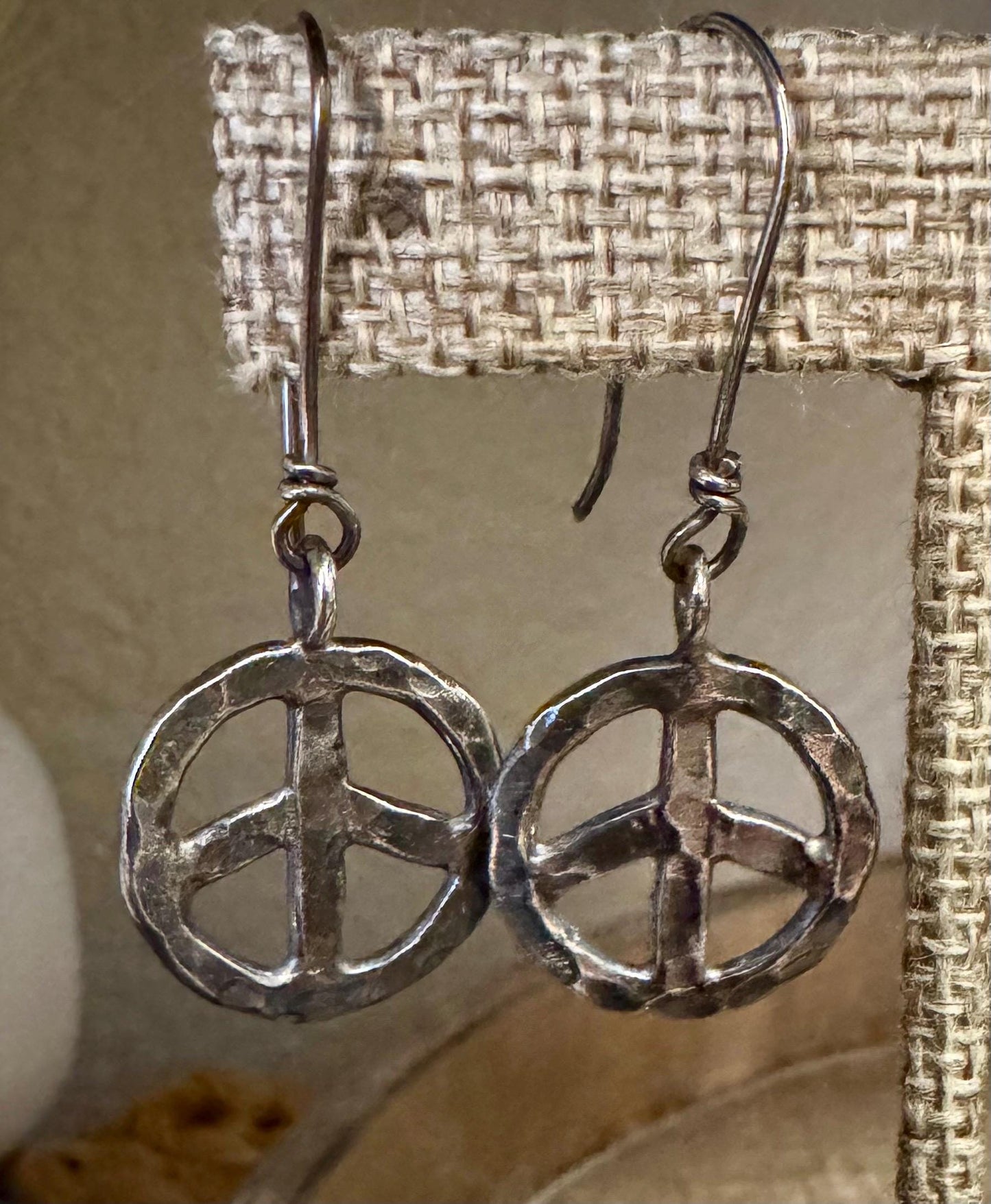 Peace Symbol Sterling Silver Dangle Earrings, Drop Earrings, Bohemian Style Jewelry, Silver Peace Earrings, Gift