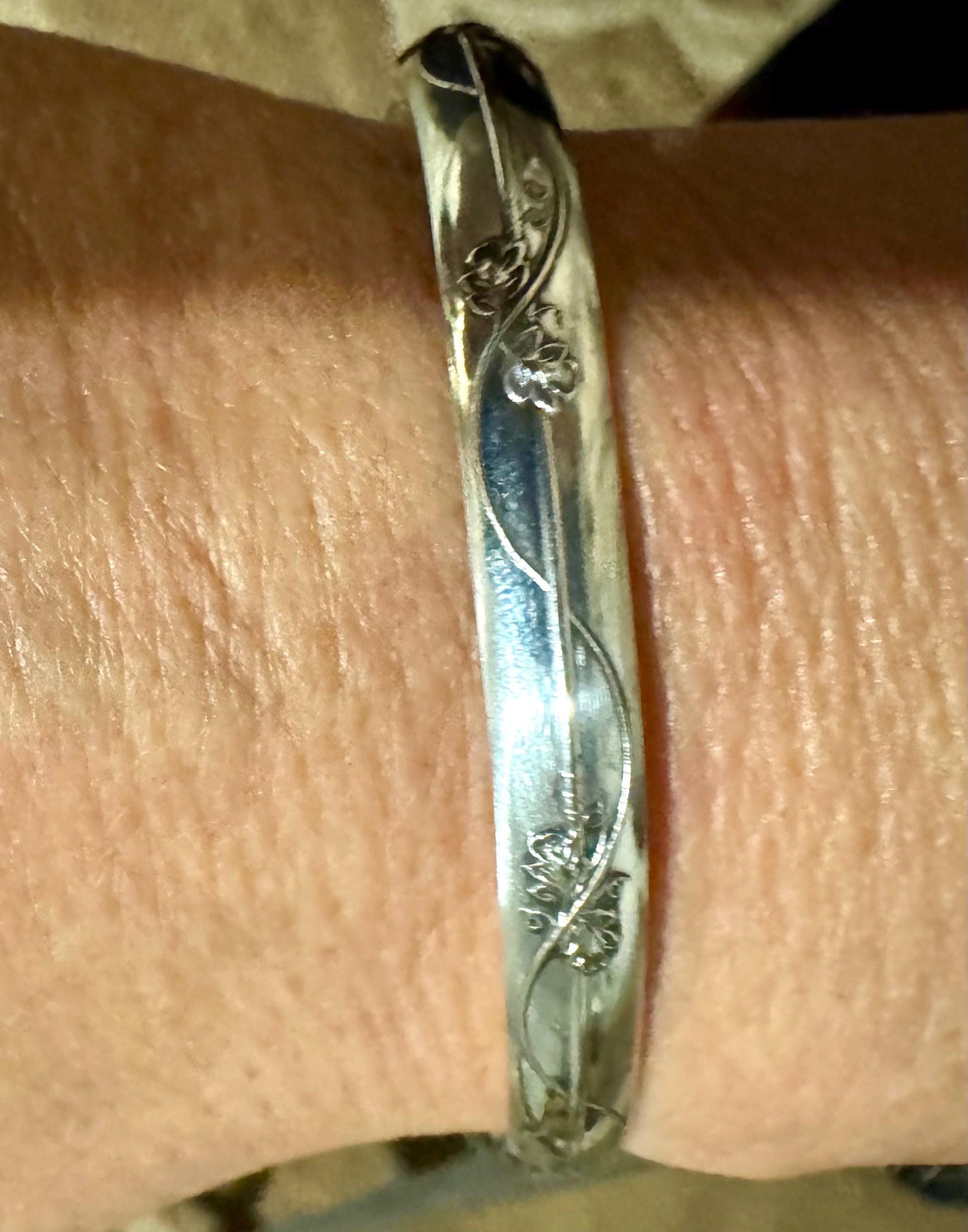 Flower and vine sterling silver cuff bracelet