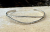 Split center sterling silver hammered cuff bracelet
