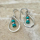 Turquoise and Navajo pearl dangle teardrop style, sterling silver twisted wire earrings / turquoise earrings