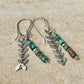 Navajo pearls with turquoise dangle drop earrings and chevron chain