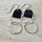 Suede leather earrings with sterling silver circle dangles / genuine leather earrings