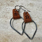 Leather earrings teardrop style earrings with etched burnt star design/ genuine suede leather earrings