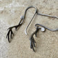 Deer antler oxidized sterling silver earrings
