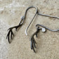 Deer antler oxidized sterling silver earrings