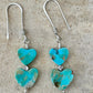 Kingman turquoise double heart shaped gemstone earrings / natural gemstone earring / turquoise earrings