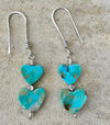 Kingman turquoise double heart shaped gemstone earrings / natural gemstone earring / turquoise earrings