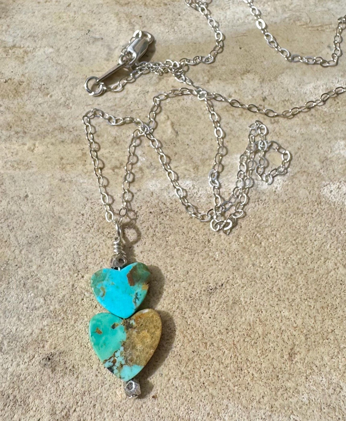 Turquoise Heart Pendant, Kingman Turquoise Necklace, Gemstone Jewelry, Boho Style, Southwestern Style, Gift for Her, Unique Pendant