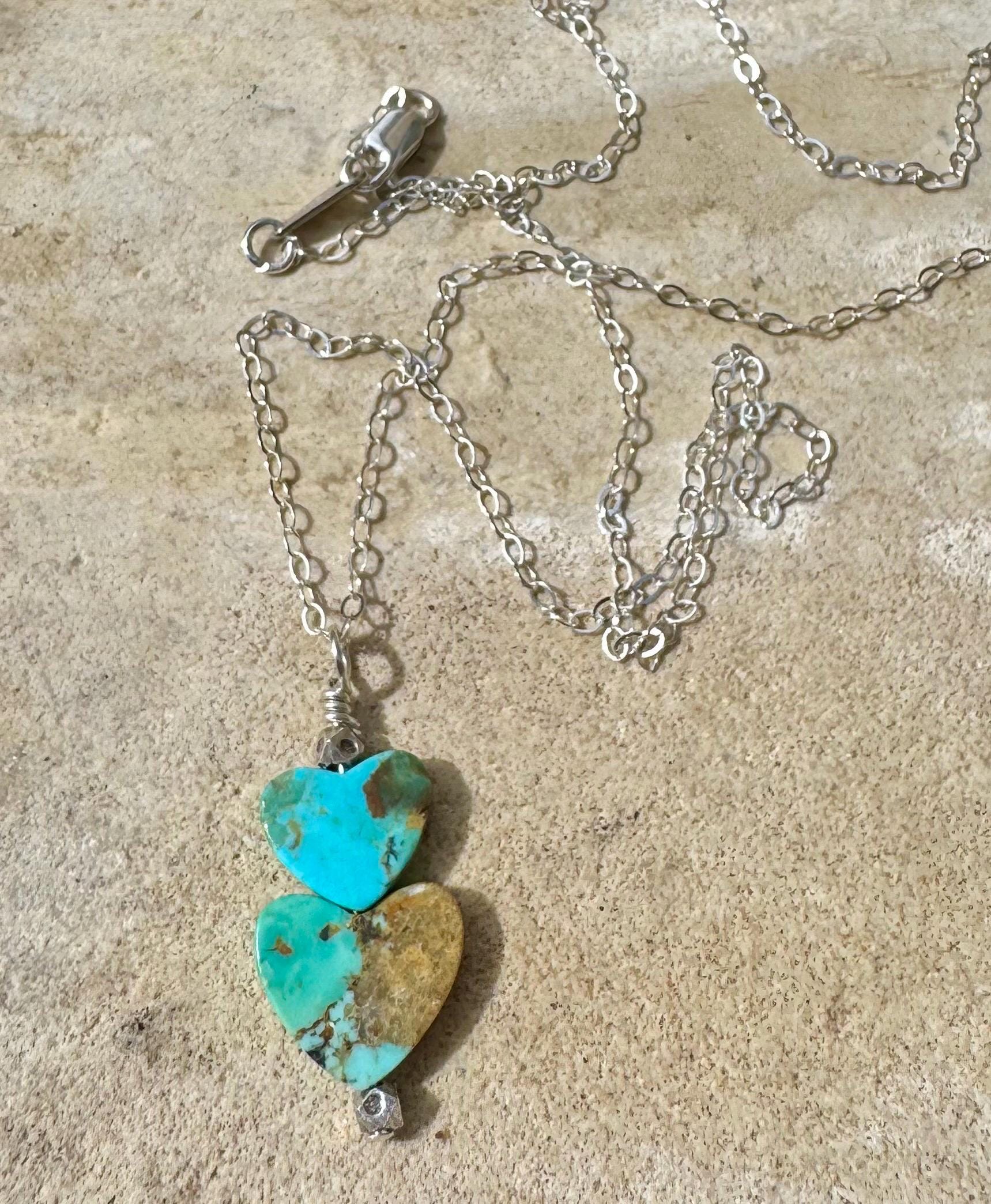 Turquoise Heart Pendant, Kingman Turquoise Necklace, Gemstone Jewelry, Boho Style, Southwestern Style, Gift for Her, Unique Pendant