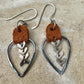 Leather teardrop earrings with chevron chain / genuine suede leather earrings