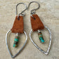 Leather earrings teardrop style with turquoise / genuine suede leather earrings