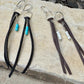 Leather earrings with heart chain and turquoise gemstone dangle / genuine leather earrings
