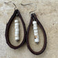 Leather earrings with white turquoise dangle / genuine leather earring wrap