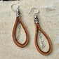 Leather earrings with heart chain / genuine leather earrings