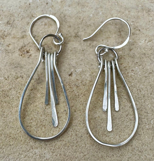 Paddle sterling silver teardrop style earrings