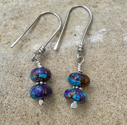 Spotted Mohave Purple Turquoise Earrings, Turquoise Jewelry, Gemstone Earrings, Purple Stone Earrings, Gift For Her