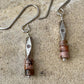 Sterling Silver dangle earrings with gemstone and sterling tube spacer