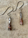 Sterling Silver dangle earrings with gemstone and sterling tube spacer