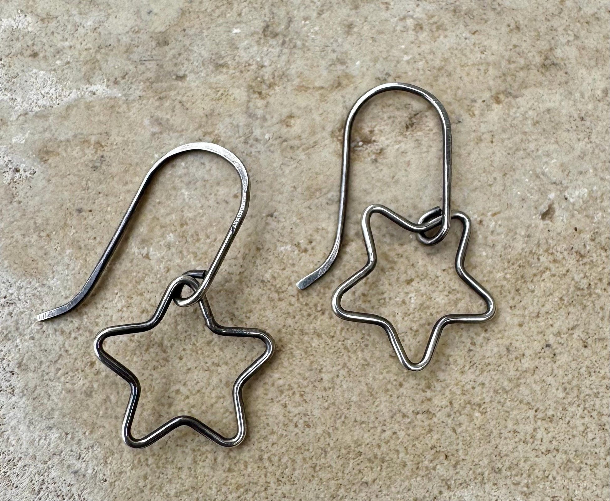 Sterling silver star charm dangle earrings