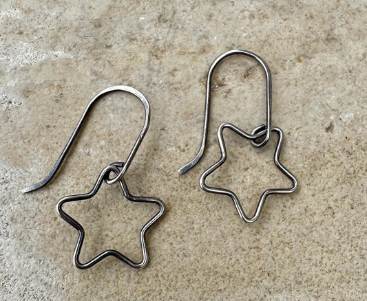 Sterling silver star charm dangle earrings