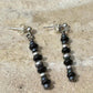 Navajo pearls with hematite and black onyx dangle drop post earrings / tiny sterling silver drop earrings