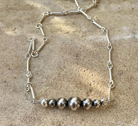 Navajo Pearl Ankle Bracelet, Bar Chain Anklet, Southwestern Style, Ankle Jewelry, Handmade Anklet