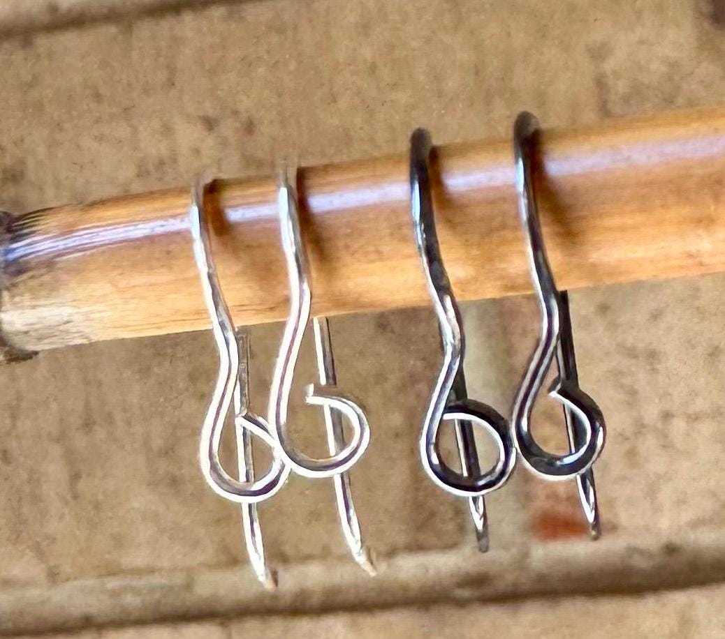 Side hook 20g sterling silver ear wires / handmade ear wires / shiny or oxidized polished