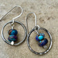 Sterling Silver Purple Turquoise Earrings, Oxidized Sterling Silver Circles Dangle, Spotted Mohave Gemstone, Unique Jewelry, Women's Gift