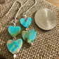 Kingman turquoise double heart shaped gemstone earrings / natural gemstone earring / turquoise earrings