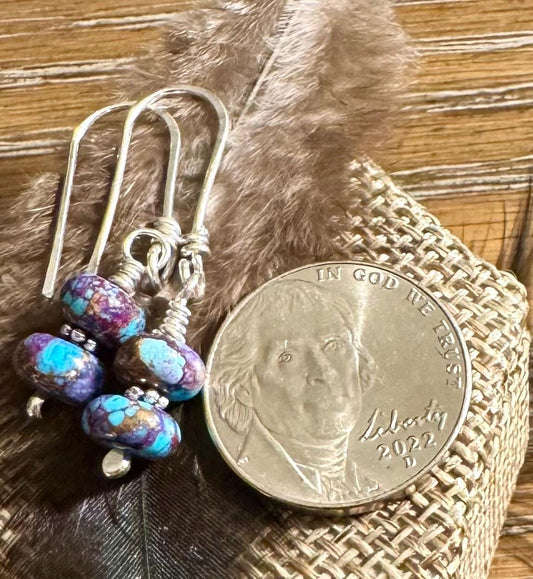 Spotted Mohave Purple Turquoise Earrings, Turquoise Jewelry, Gemstone Earrings, Purple Stone Earrings, Gift For Her