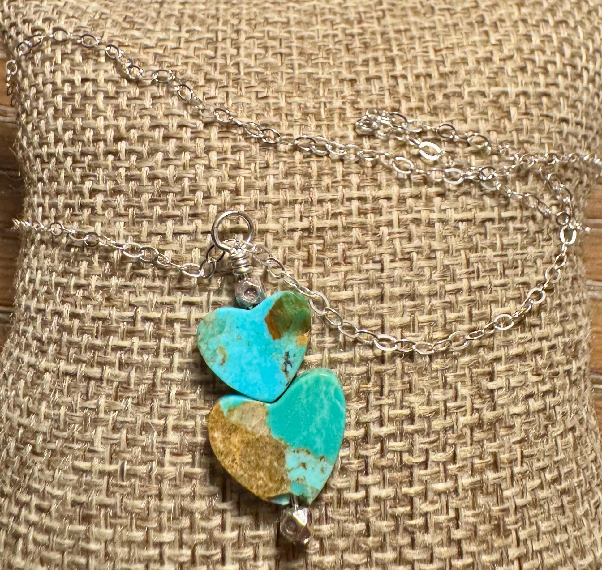 Turquoise Heart Pendant, Kingman Turquoise Necklace, Gemstone Jewelry, Boho Style, Southwestern Style, Gift for Her, Unique Pendant