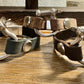Leather shackle style bracelet with horse clasp magnet closure / genuine leather bracelet