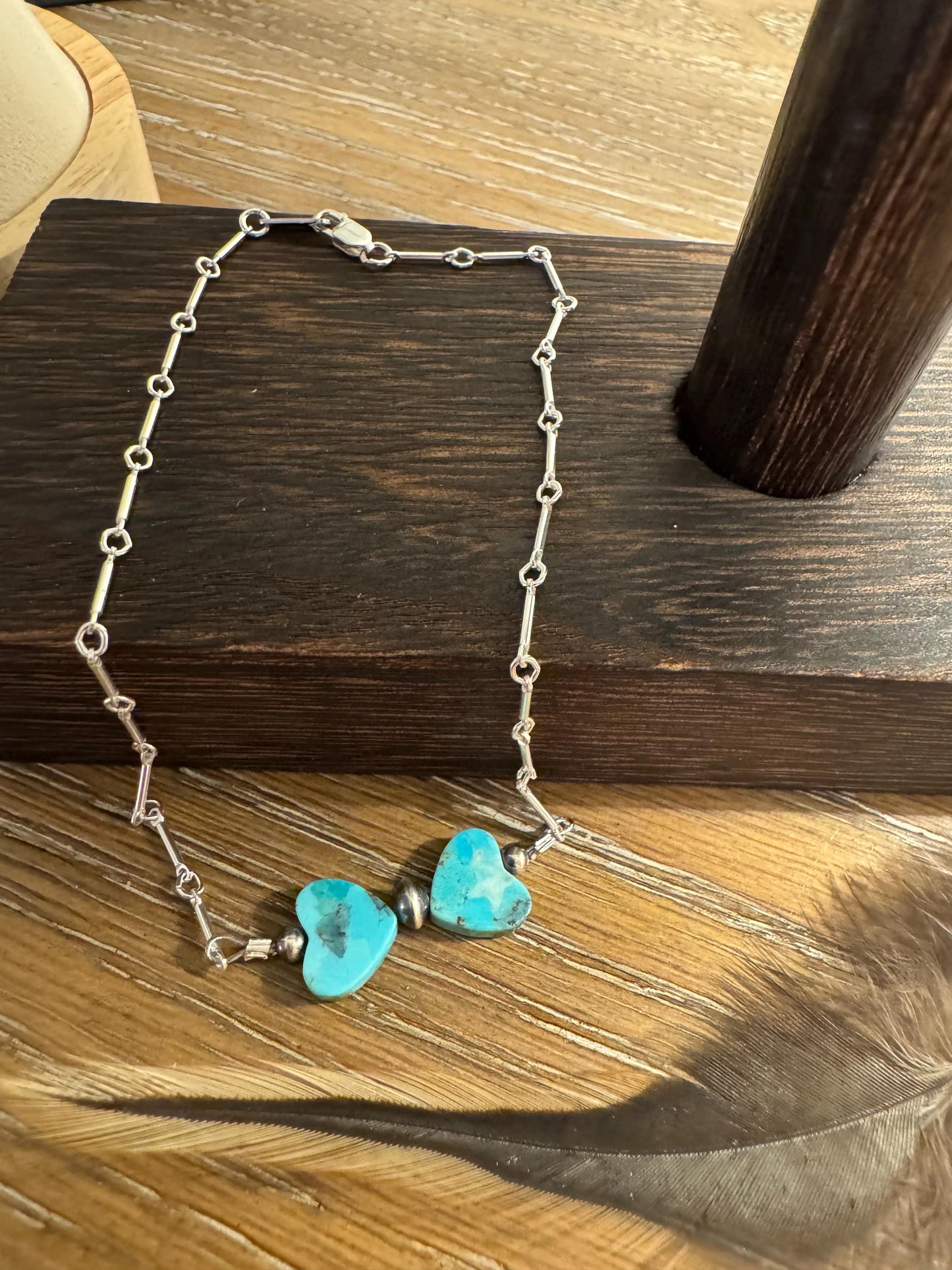 Turquoise heart and Navajo pearl ankle bracelet / ankle bracelet