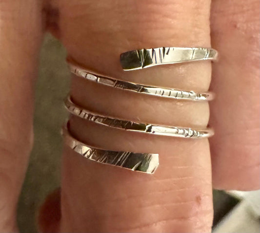 Bypass textured triple coil ring thin wire / thumb ring / coil ring / 16g bypass ring