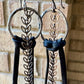 Leather earrings with chevron chain and sterling silver circle