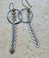 Chevron chain earrings with sterling silver circle accent