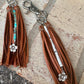 Turquoise and leather purse tassel / keychain handbag tassel