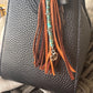 Turquoise and leather purse tassel / keychain handbag tassel