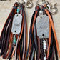 Turquoise and leather purse tassel / keychain handbag tassel / white turquoise or blue turquoise