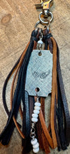 Turquoise and leather purse tassel / keychain handbag tassel / white turquoise or blue turquoise